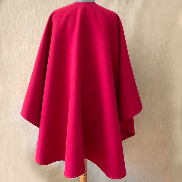 Red Italian Pure Wool Cape Coat - Picture 2 of 6